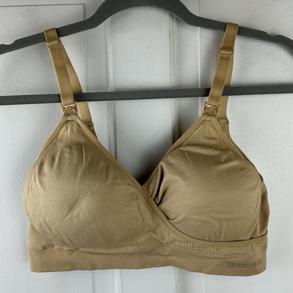 Hofish Nursing Bra Beige Maternity Bra Size L EUC